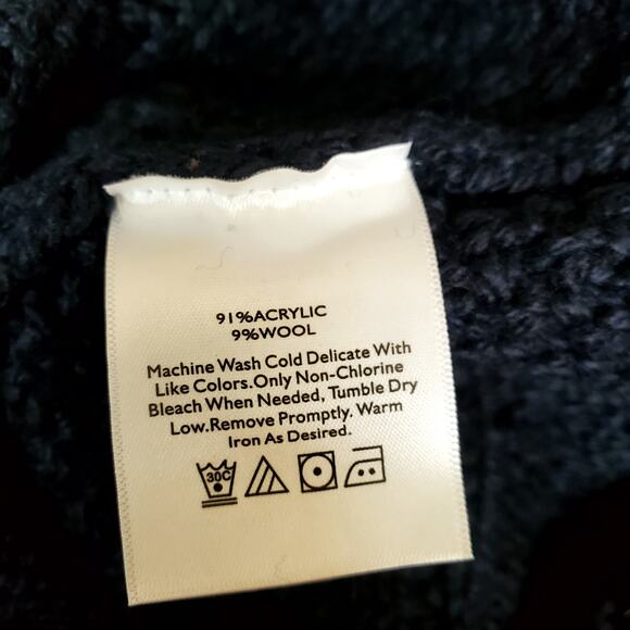 NEW Eddie Bauer Womens Small Cable Knit Turtleneck Acrylic/Wool Sweater Navy - Picture 4 of 4